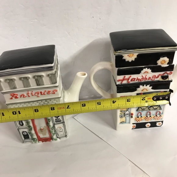 2 Vintage Square Teapots Hand painted porcelain Ceramic Heavy Glaze - Picture 7 of 9